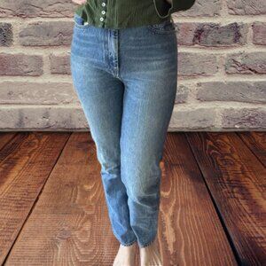 Sandro Paris Women’s Straight Leg High Waisted Button Fly Jeans Size 28